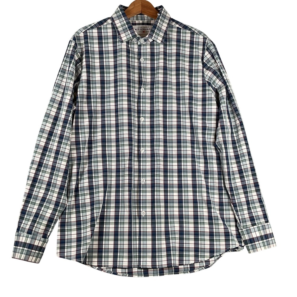 Mizzen+Main‎ Button Down Shirt Mens XL Trim Fit Multicolor Plaid Leeward Stretch